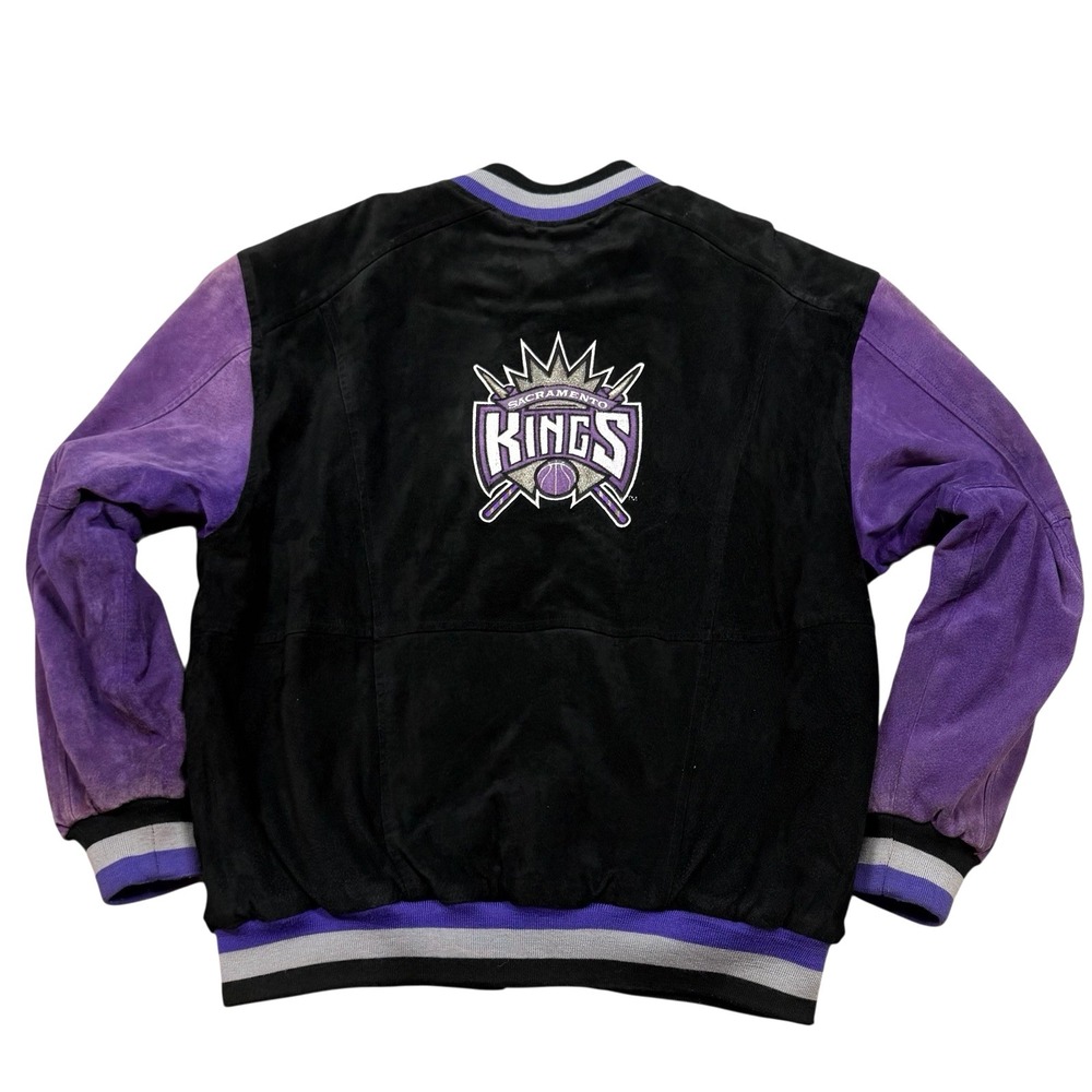 Vintage Jeff Hamilton Sacramento Kings Black Purple Suede Jacket Size XL
